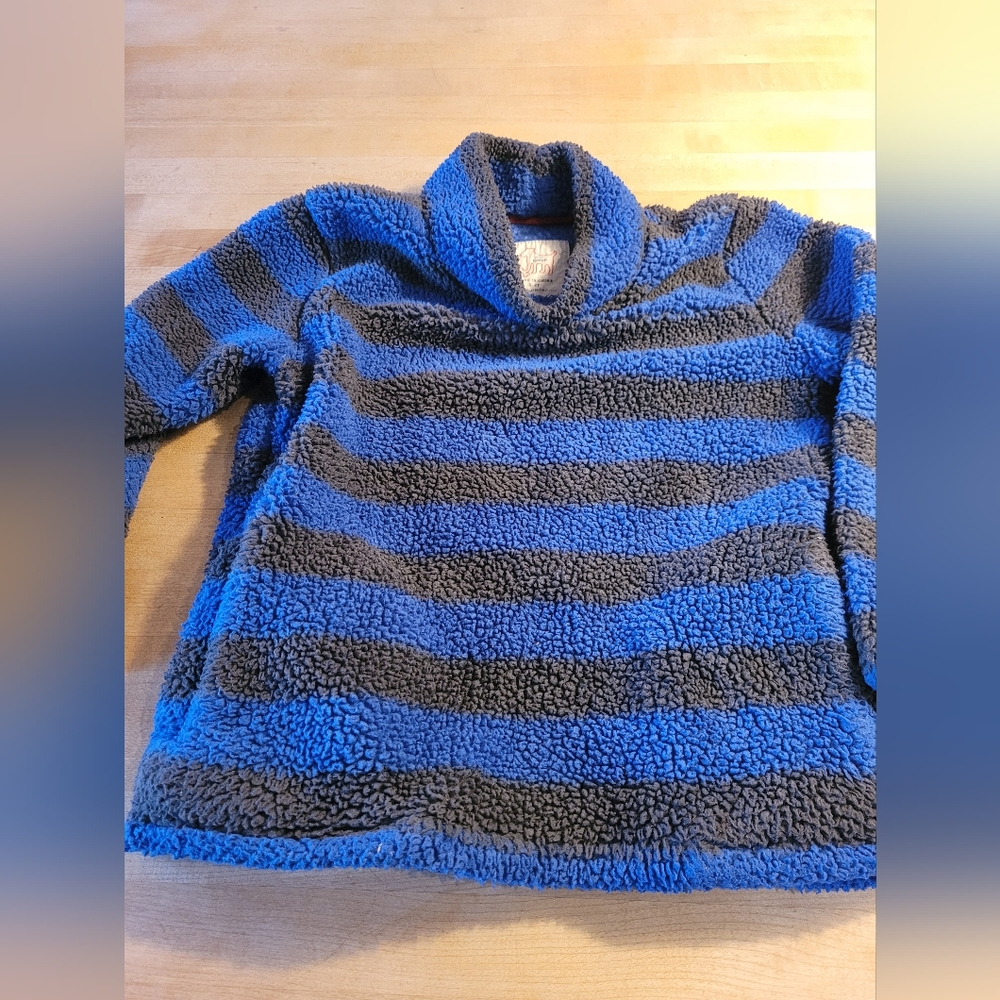 Boden boys striped fleece blue/charcoal